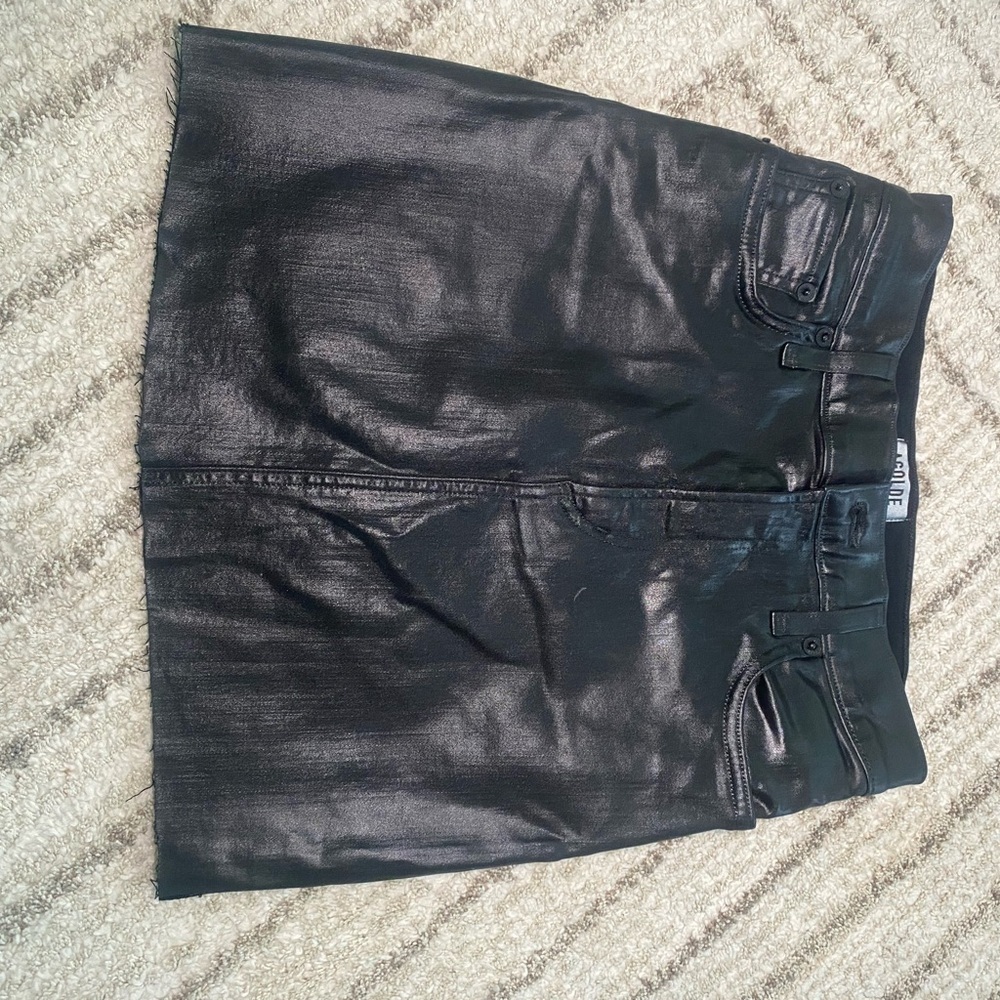 AGOLDE Black Coated Denim Mini Skirt Size 25 – Faux Leather Look - Picture 7 of 7